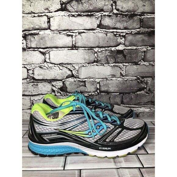 Saucony Everun Guide 9 Citron Gray Blue Green Running Shoes Women 11.5M S10295-1 - Picture 1 of 16